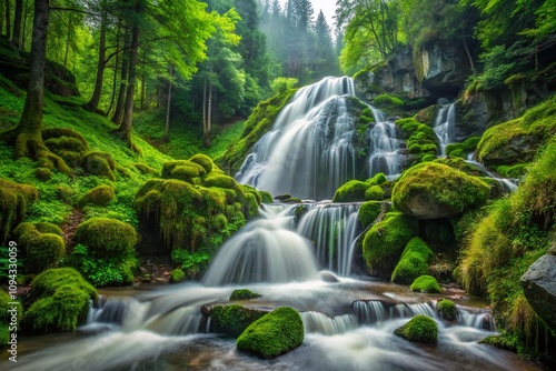 Bavarian Forest's breathtaking waterfall, a breathtaking AI creation.