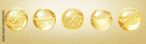 Oil Bubble with Molecule Illustration for Skincare and Cosmetic Products