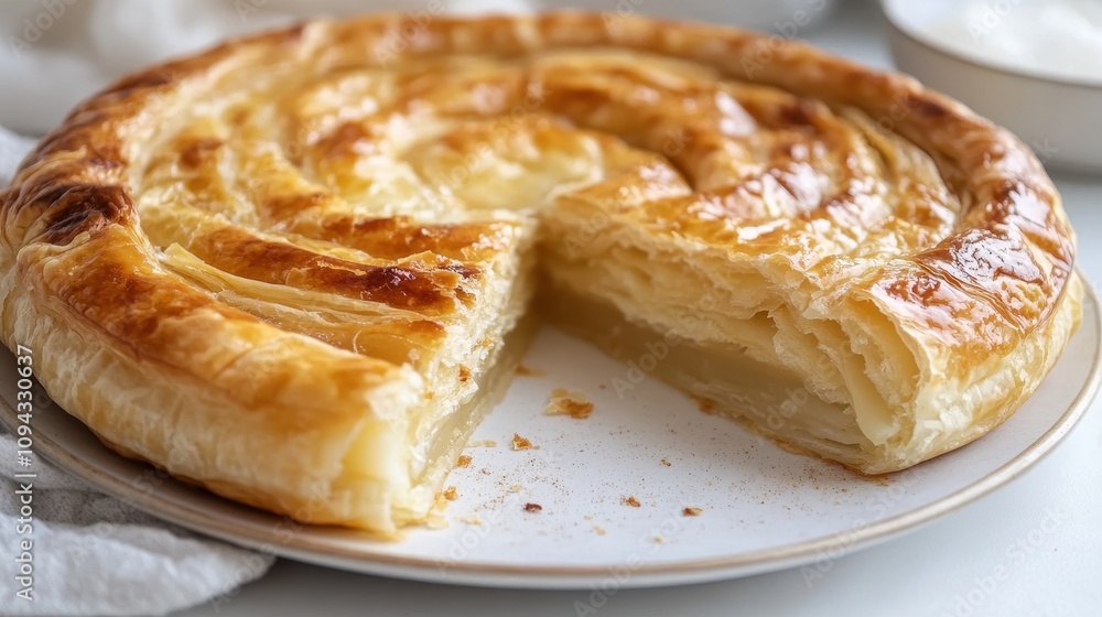 Burek's golden crust showcases the tasty layers of this traditional Bosnian pastry Burek's golden crust showcases the tasty layers of this traditional Bosnian pastry