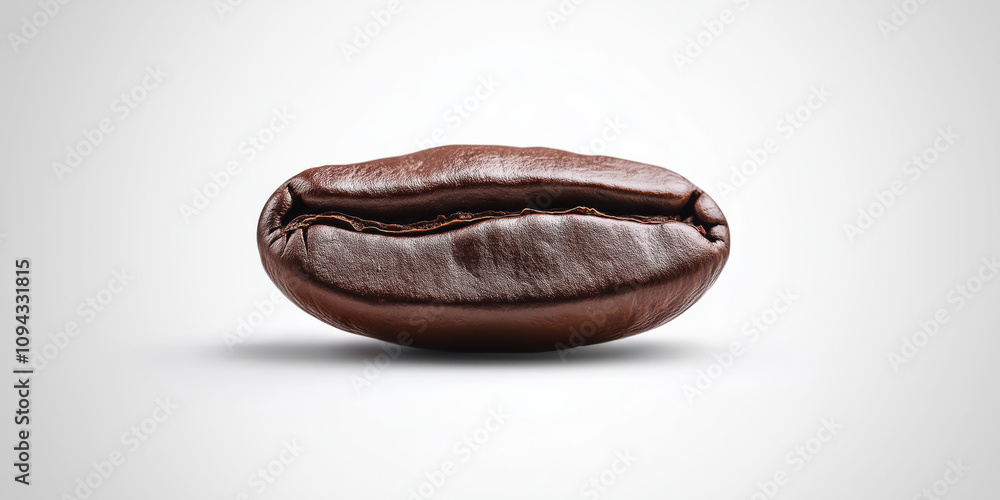 Close-up of a single coffee bean on white background Close-up of a single coffee bean on white background