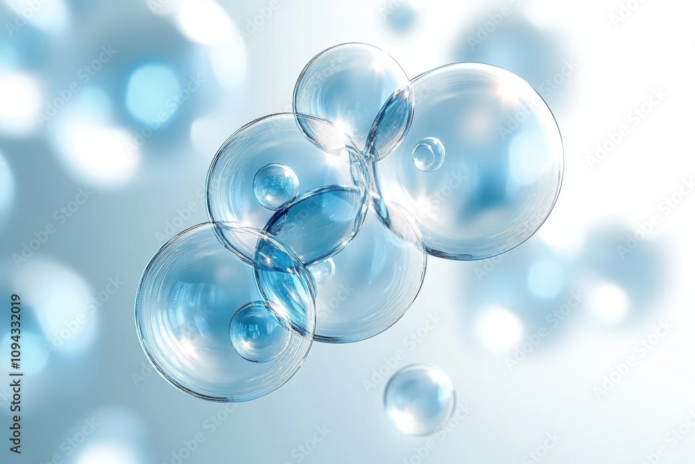 Light Blue Water Filled Soap Bubbles in Ethereal Background Light Blue Water Filled Soap Bubbles in Ethereal Background