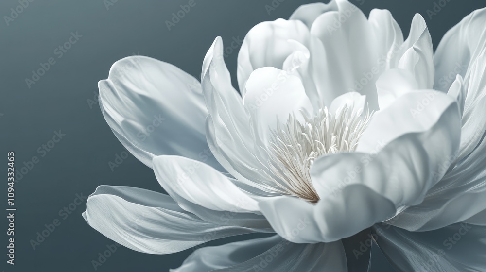 Fototapeta premium Detailed 3D white flower with deep, elegant petals, showcasing a balanced, layered design with depth