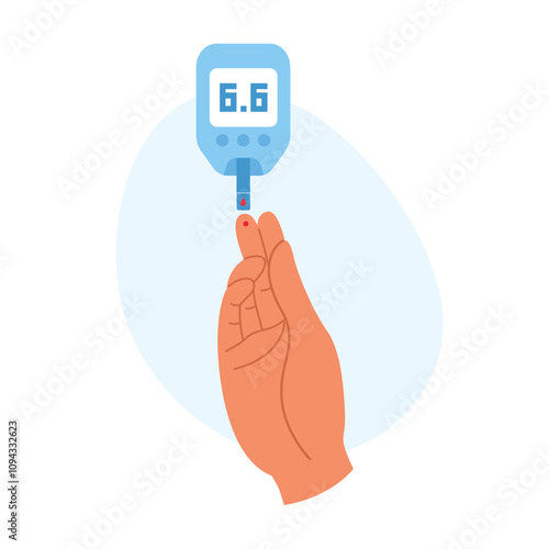 Finger pricking for  home diagnostics or diabetes awareness with glucometer