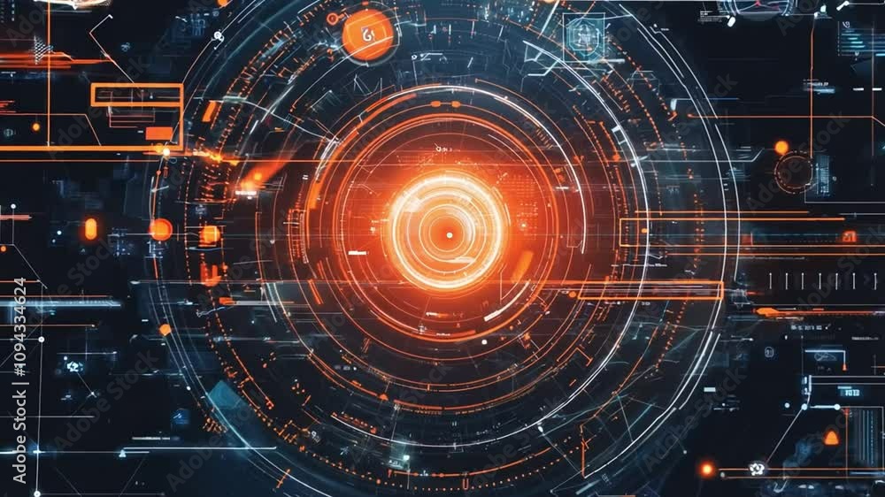 A Glowing Orb Surrounded by Abstract Digital Patterns