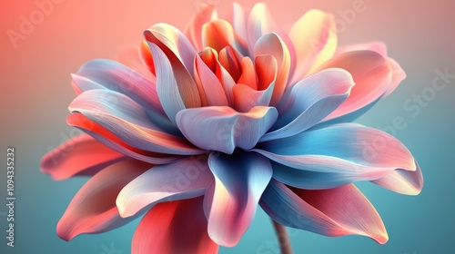 A colorful 3D flower with layered petals, creating a sense of depth and elegance in perfect proportion