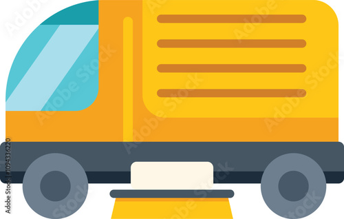 Street sweeper truck cleaning road maintaining city hygiene