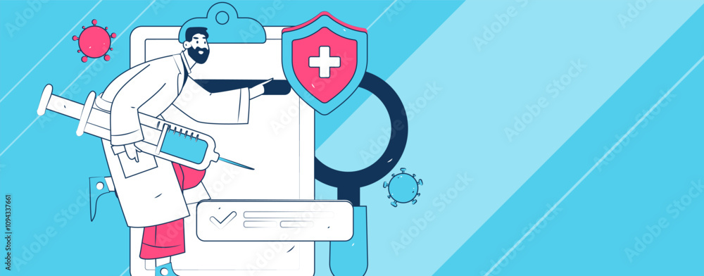 Doctor examines patient flat vector concept operation hand drawn illustration
Doctor examines patient flat vector concept operation hand drawn illustration