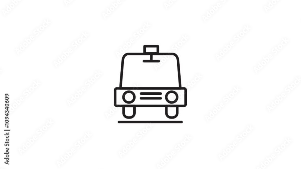 animated black lineart transportation taxi on white background animated black lineart transportation taxi on white background