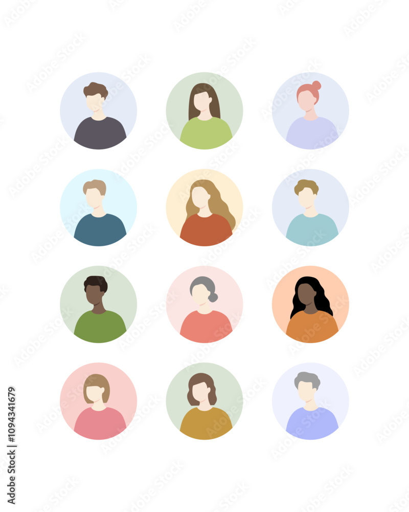 Set of people avatar icon. Different Smiling user character man and woman portrait collection. Flat vector design isolated illustration. Set of people avatar icon. Different Smiling user character man and woman portrait collection. Flat vector design isolated illustration.