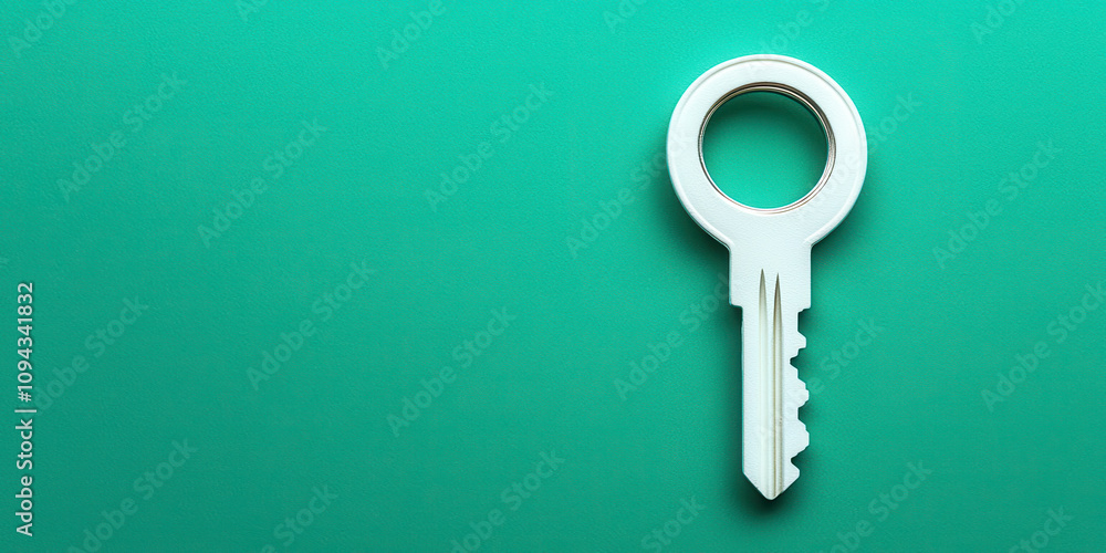 A key is shown on a green background A key is shown on a green background