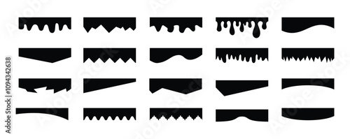 Separators shapes for website presentation set. Curve Lines, Wave, Drops and triangular dividers for Top or Bottom Page. Frame of header
