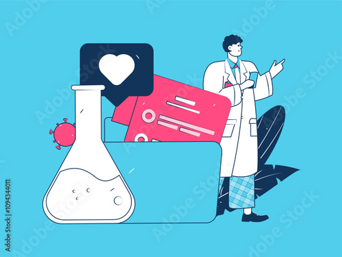 Doctor examines patient flat vector concept operation hand drawn illustration
