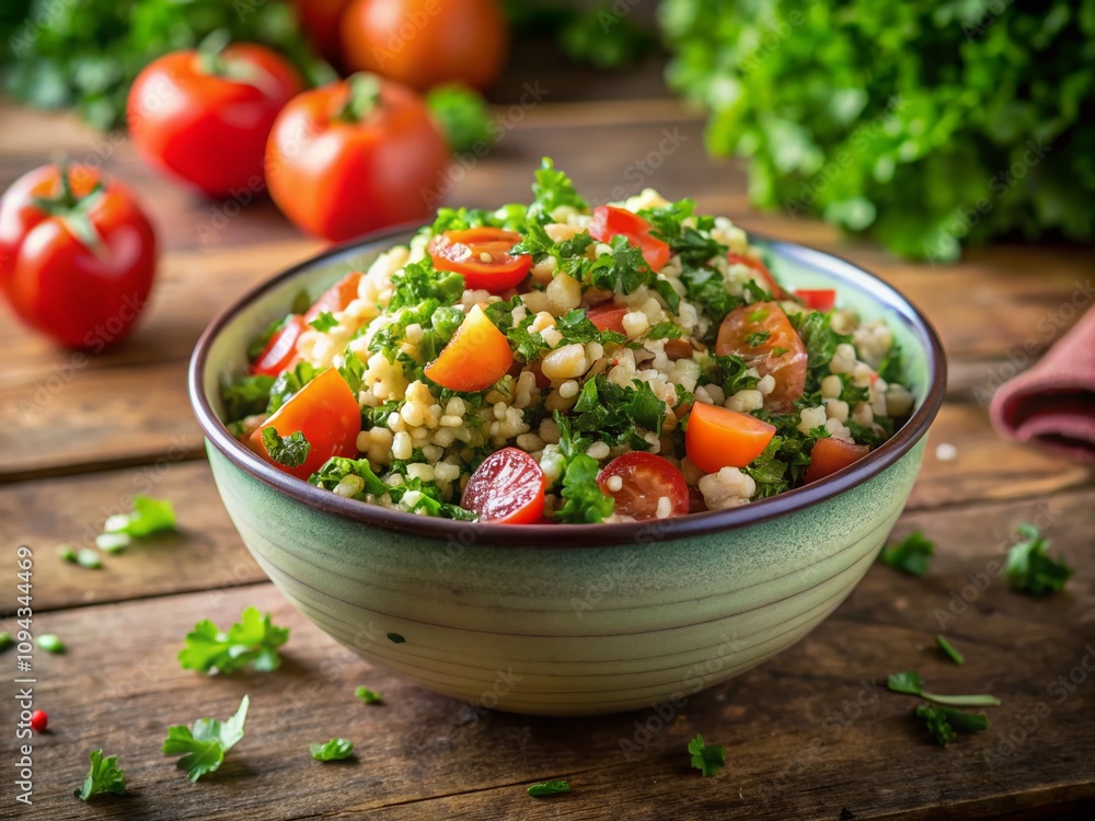 Fresh Tabbouleh Salad, Vibrant Food Photography, Healthy Eating Fresh Tabbouleh Salad, Vibrant Food Photography, Healthy Eating