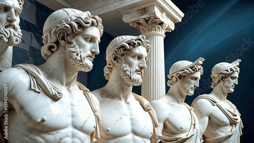 Guardians of History: A Timeless Sculptures - A majestic image of Ancient Greek statues. Ancient World. 1 photo