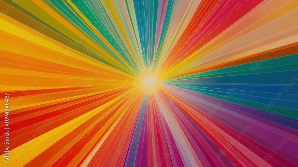 A spectrum of colors radiating from a central point, forming a sunburst pattern, metaphorically depicting the bright and diverse energy that fuels inclusive communities A spectrum of colors radiating from a central point, forming a sunburst pattern, metaphorically depicting the bright and diverse energy that fuels inclusive communities