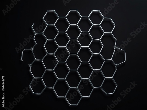 A single layer of hexagonal graphene structure fragments, molecular structure, nanomaterial photo