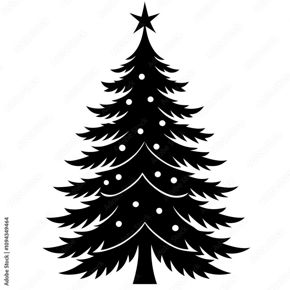 Obraz premium Christmas Evergreen Serenity with white background