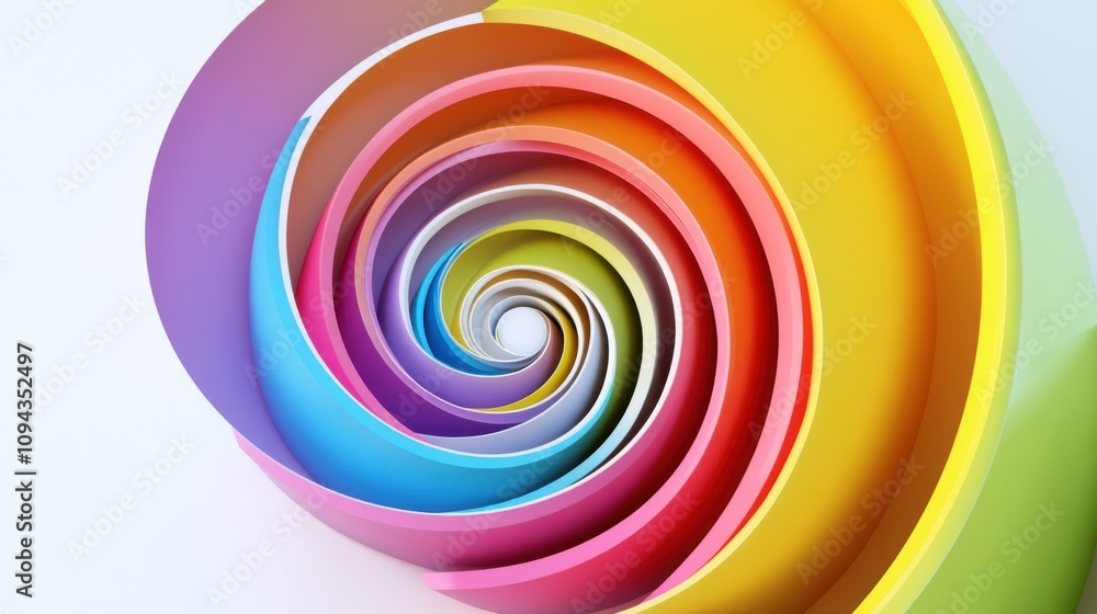 A spiral of colorful, interlocking rings expanding outward, representing the evolving and inclusive nature of diverse communities A spiral of colorful, interlocking rings expanding outward, representing the evolving and inclusive nature of diverse communities