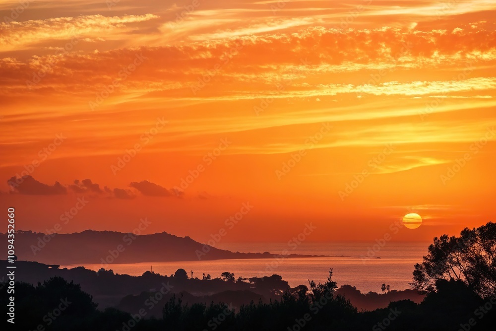 Fototapeta premium A stylized and artistic representation of an orange sunset in an abstract gradient format, warm tones, dreamy atmosphere, soft gradation