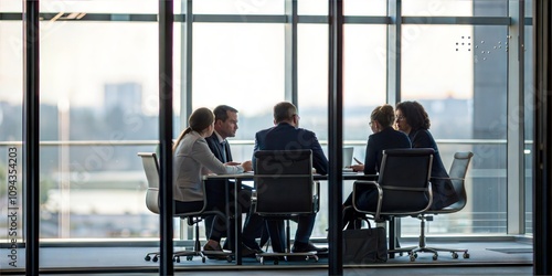 Corporate Meeting Through Glass Window 