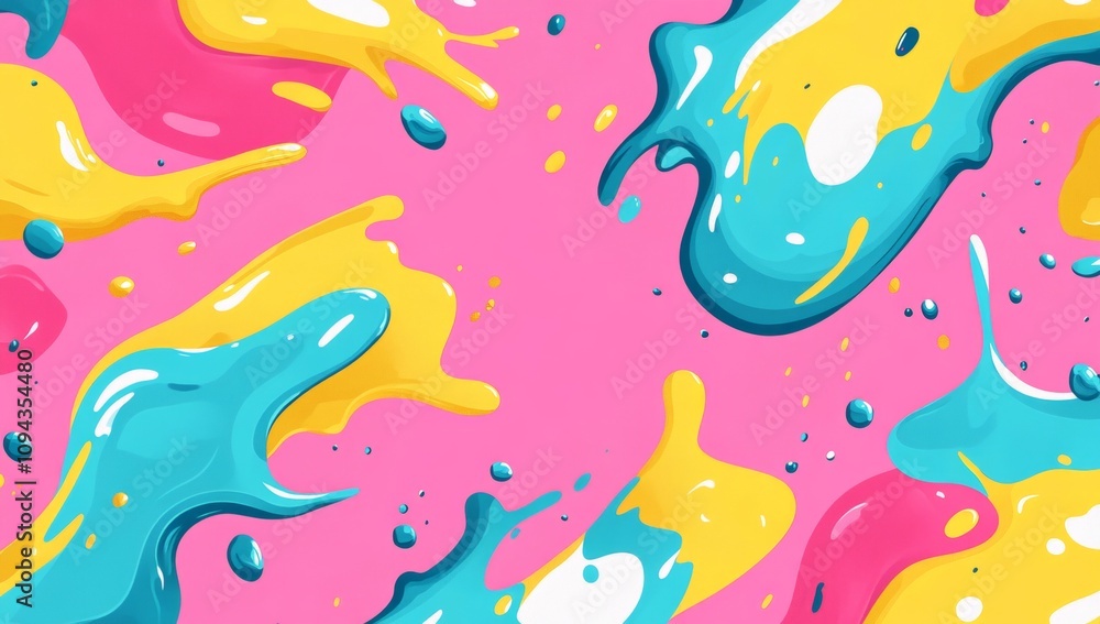 A colorful background with splatters of paint and a pink background A colorful background with splatters of paint and a pink background