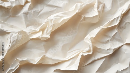 Creamy Off-White Crumpled Paper Texture: Close-Up Studio Shot. AI Generated