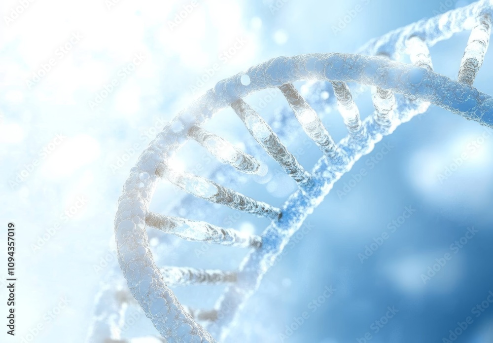 DNA Double Helix Structure in Blue Background Medical Theme DNA Double Helix Structure in Blue Background Medical Theme