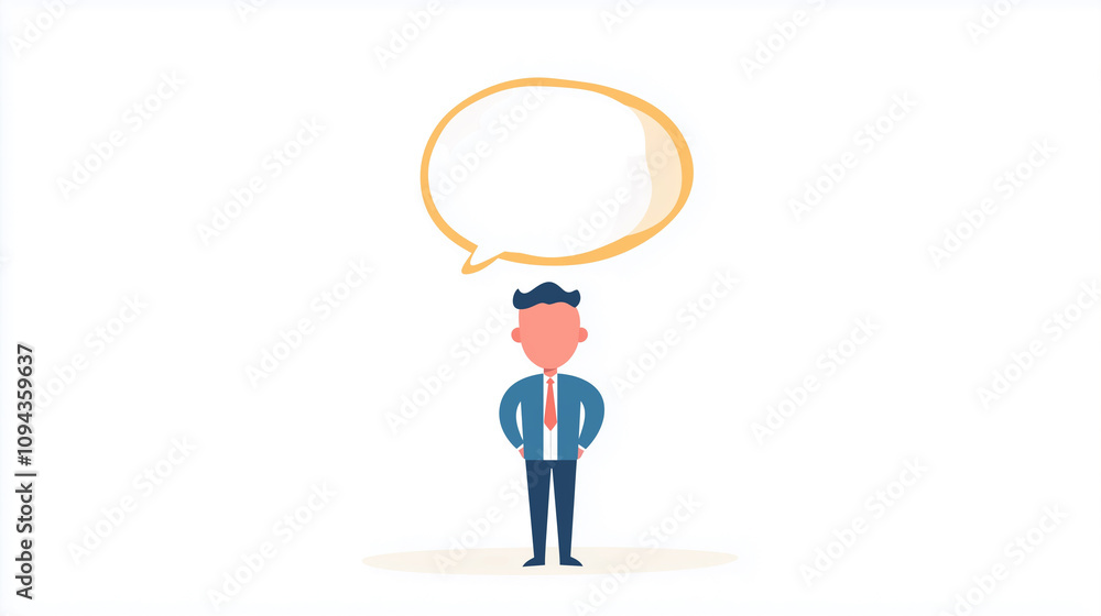 Business man and woman flat illustration with empty text bubble, communication