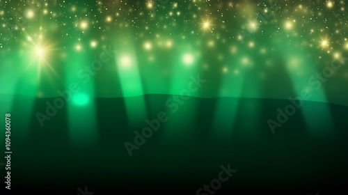 Abstract Green Background With Sparkling Lights