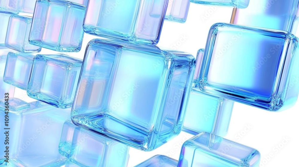 3D Digital Abstract Blue Cubes Geometric Design Modern Background 3D Digital Abstract Blue Cubes Geometric Design Modern Background