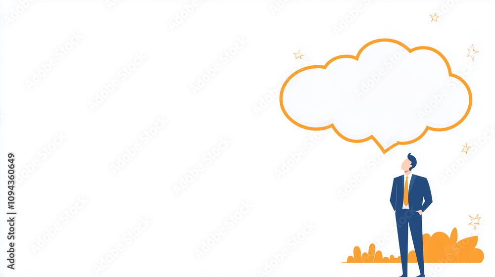Business man and woman flat illustration with empty text bubble, communication Business man and woman flat illustration with empty text bubble, communication