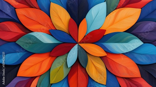 Wallpaper Mural Vibrant leaf pattern design abstract artwork colorful display creative space close-up view nature-inspired concept Torontodigital.ca