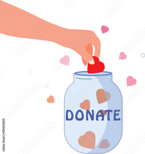 The concept of donation jar concept. Fundraising. Donate help.