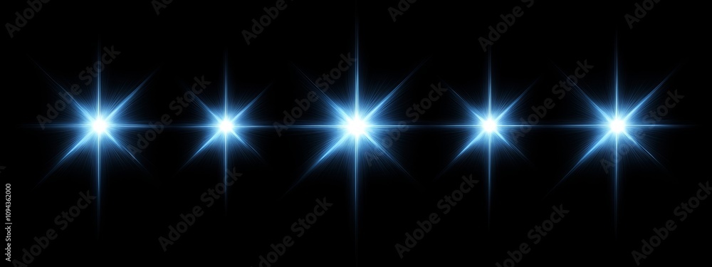 Glowing Blue Stars Sparkling Against Black Background Digital Illustration Glowing Blue Stars Sparkling Against Black Background Digital Illustration
