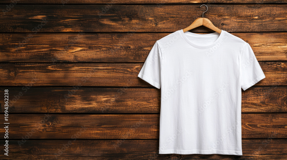 White t-shirt on a hanger White t-shirt on a hanger