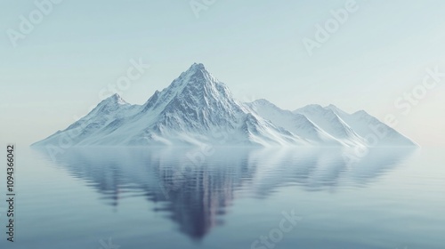 Wallpaper Mural Tranquil Mountain Scenery: Snowy Peaks, Lush Forests, and Reflective Lake in 3D Render Torontodigital.ca