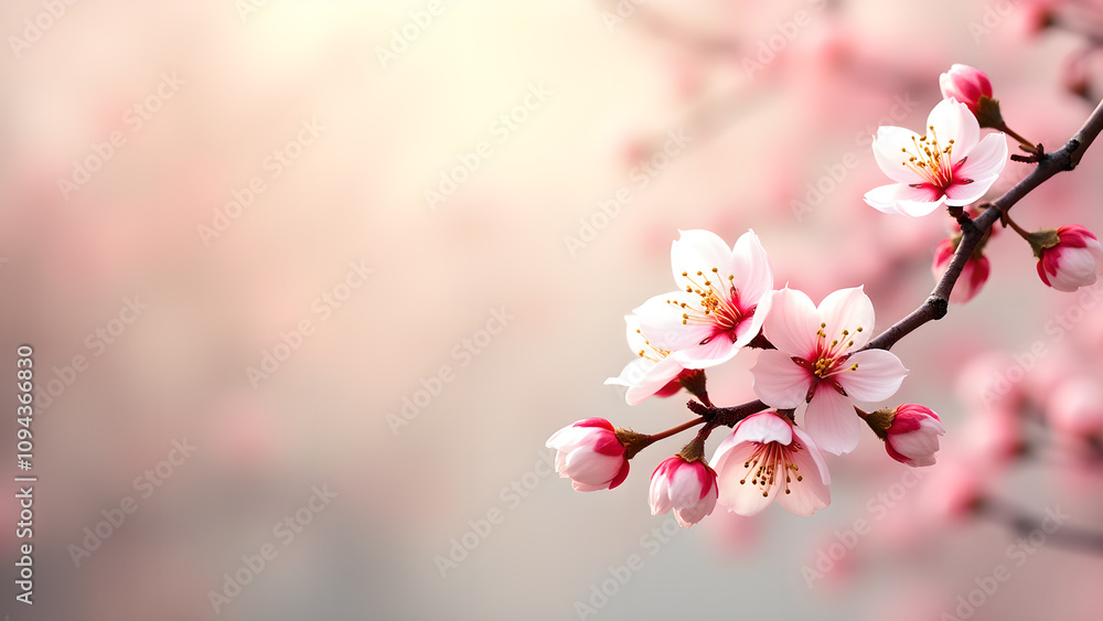Pink Cherry Blossom Flowers in Spring. Concept of beauty, nature, and renewal. Pink Cherry Blossom Flowers in Spring. Concept of beauty, nature, and renewal.