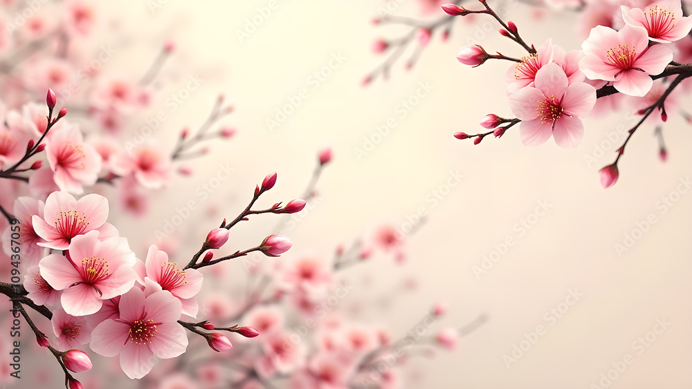 Pink Cherry Blossom Flowers in Spring. Concept of beauty, nature, and renewal. Pink Cherry Blossom Flowers in Spring. Concept of beauty, nature, and renewal.