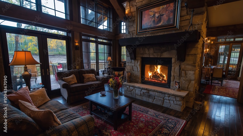 A Cozy Fireplace with Crackling Flames A Cozy Fireplace with Crackling Flames