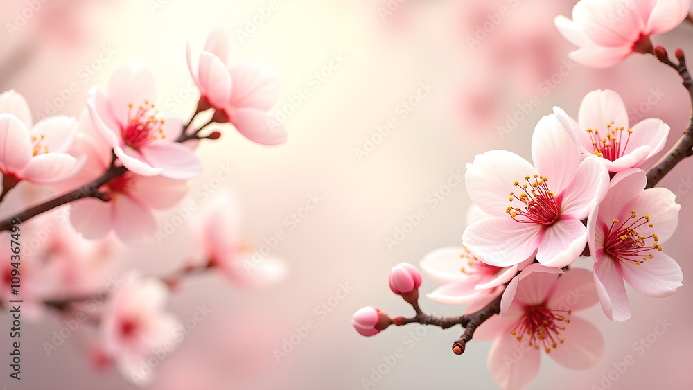 Pink Cherry Blossom Flowers in Spring. Concept of beauty, nature, and renewal. Pink Cherry Blossom Flowers in Spring. Concept of beauty, nature, and renewal.