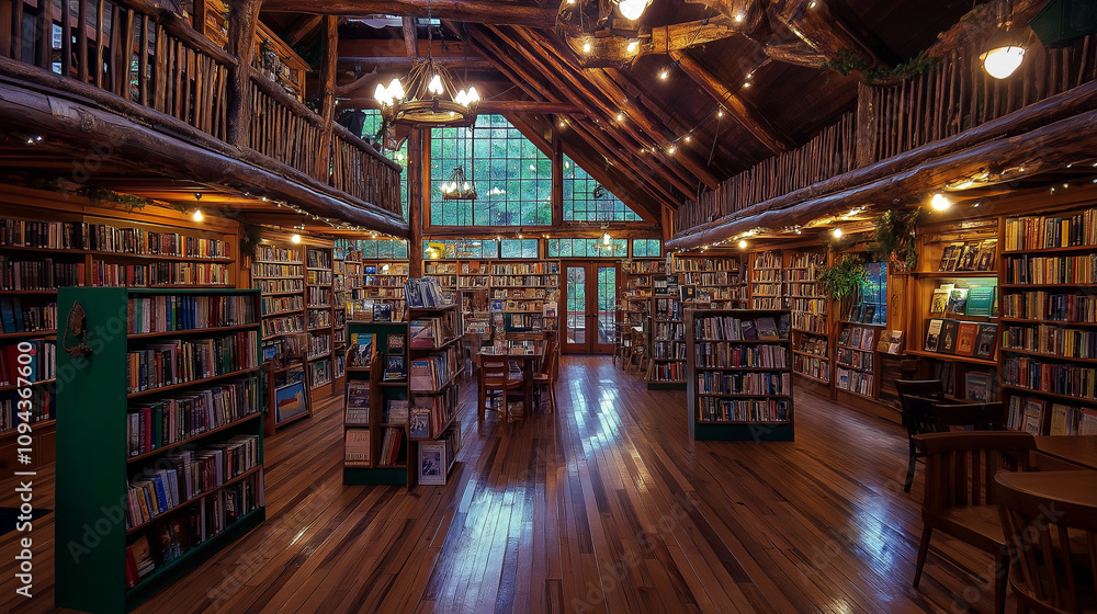 A Cozy Bookstore with Warm Lighting A Cozy Bookstore with Warm Lighting
