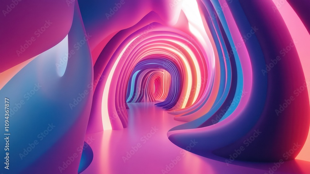 A vibrant, abstract tunnel with flowing shapes and glowing colors. A vibrant, abstract tunnel with flowing shapes and glowing colors.