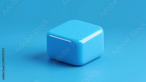 Blue square mobile application icon with rounded corners in 3D