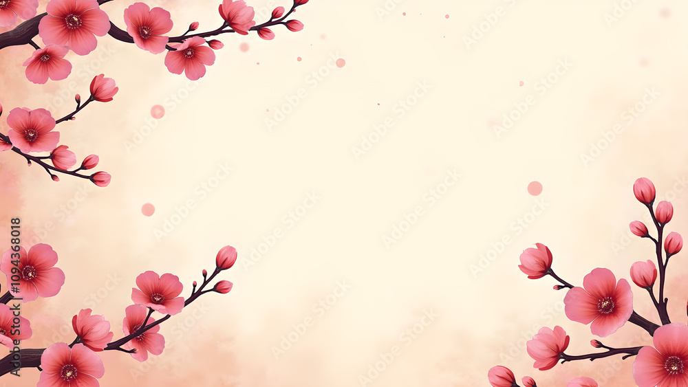 Cherry Blossom Flowers Spring Background. Concept of nature, beauty, and celebration.