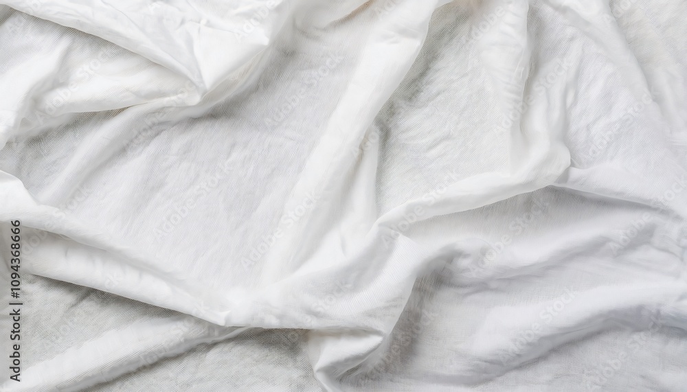 Elegant white fabric texture with soft folds and wrinkles, perfect for design projects Elegant white fabric texture with soft folds and wrinkles, perfect for design projects