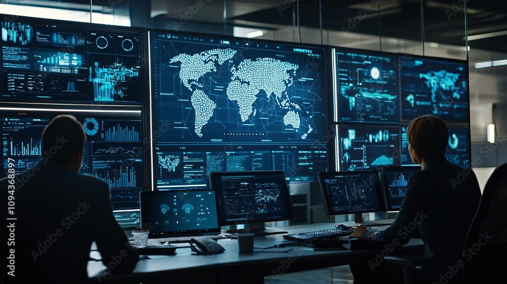 Business team in a modern office conducting a brainstorming session, with technology integrated into their workflow Business team in a modern office conducting a brainstorming session, with technology integrated into their workflow