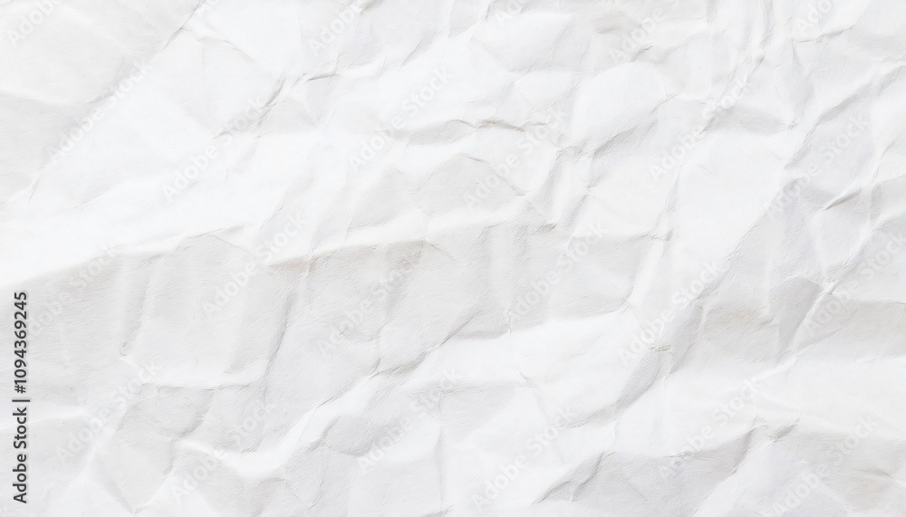 Fototapeta premium White crumpled paper creates a unique textural backdrop, perfect for design projects seeking natural imperfections