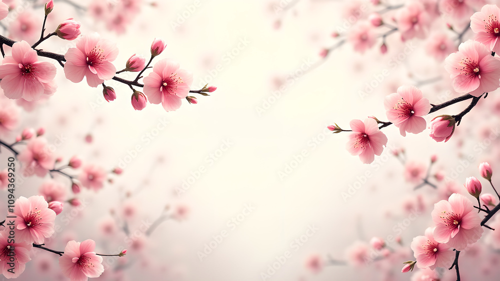 Pink Cherry Blossom Flowers in Spring. Concept of beauty, nature, and renewal. Pink Cherry Blossom Flowers in Spring. Concept of beauty, nature, and renewal.