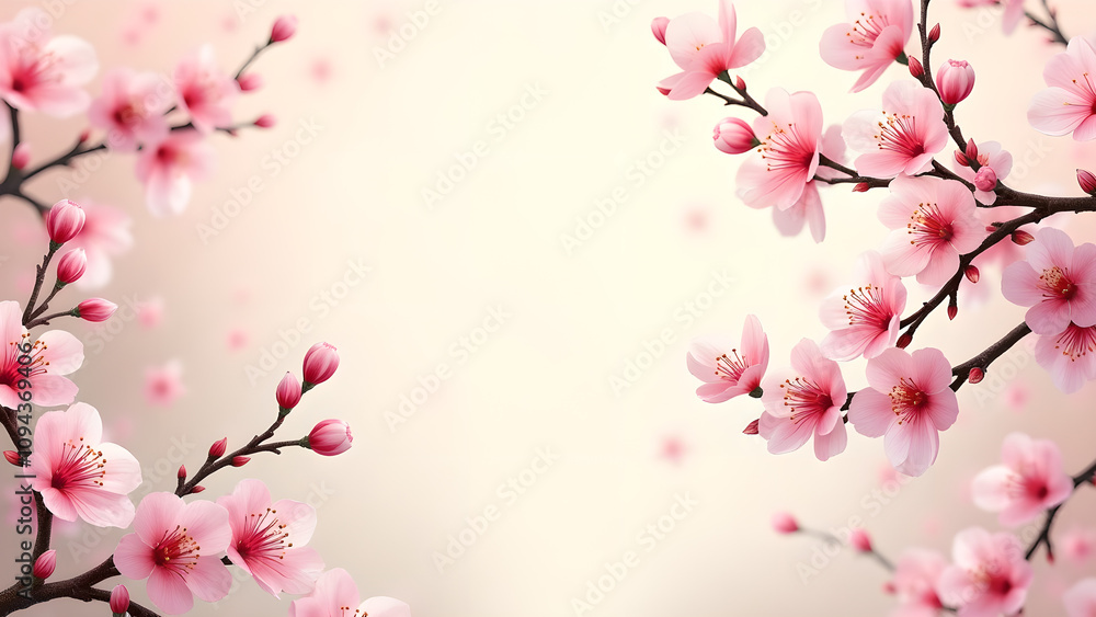Pink Cherry Blossom Flowers Spring Background. Concept of beauty, nature, and renewal. Pink Cherry Blossom Flowers Spring Background. Concept of beauty, nature, and renewal.