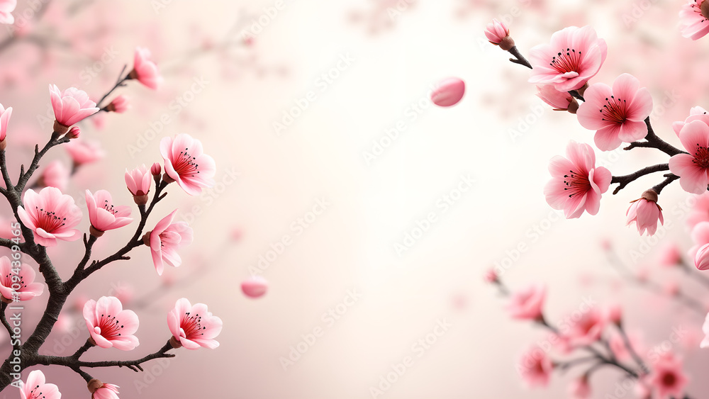 Pink Cherry Blossom Flowers in Spring. Concept of beauty, nature, and renewal. Pink Cherry Blossom Flowers in Spring. Concept of beauty, nature, and renewal.